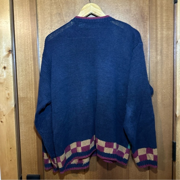 Herman Geist Sweater Scarecrow Pumpkins Plaid Buttons Fall Size Large - Picture 6 of 6